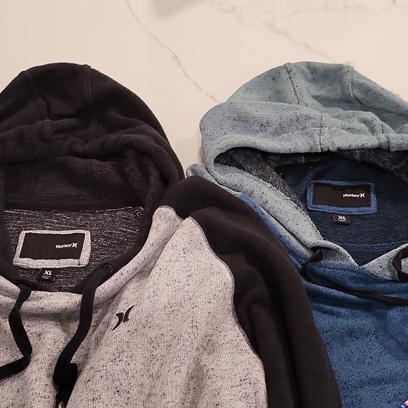 2 Hurley Men's XL Sweatshirts 1 gray/black and 1 blue/teal - Picture 2 of 6